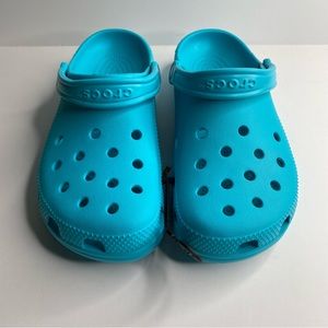 Crocs Sz Men’s 10/Womens 12 Classic Digital Aqua Roomy Clogs Slip On Sandals New